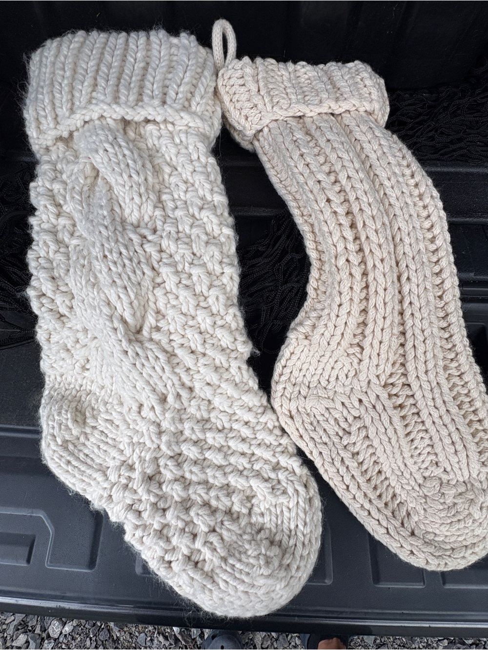 Hand-Knit Chunky Wool Stockings - Cream